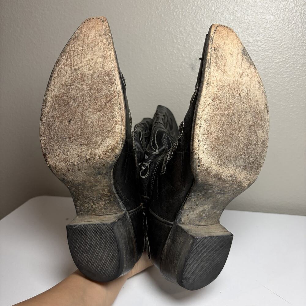 Corral Black Glittered Inlay Snip Toe Cowboy Boots Crosses Wings Womens 11 - Picture 7 of 11